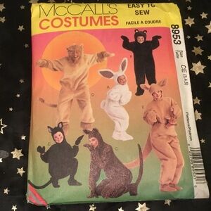 McCalls Costumes 8953-size 3-4-5. Six fun animals to sew